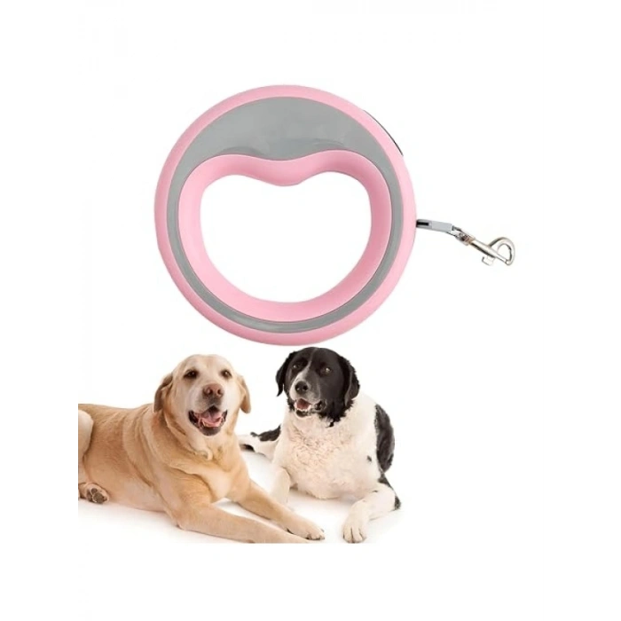 Geri Çekilebilir 2.5 Metre Otomatik Köpek Tasması - Pembe