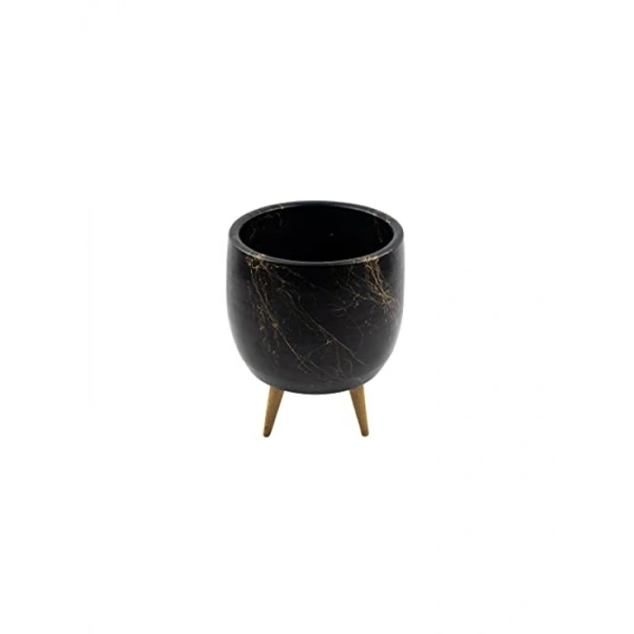 Gold Mermer Efektli 3 Ayaklı Saksı - 19 cm
