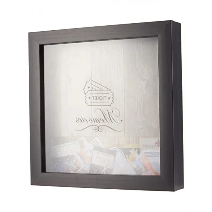 Gölge Kutusu, 25,4 x 25,4 cm, Siyah, Bilet ve Hatıra Saklama