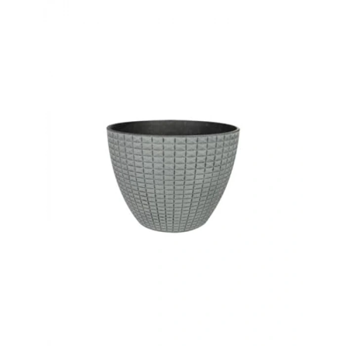 Gri Desenli 22 cm Çapında Plastik Saksı