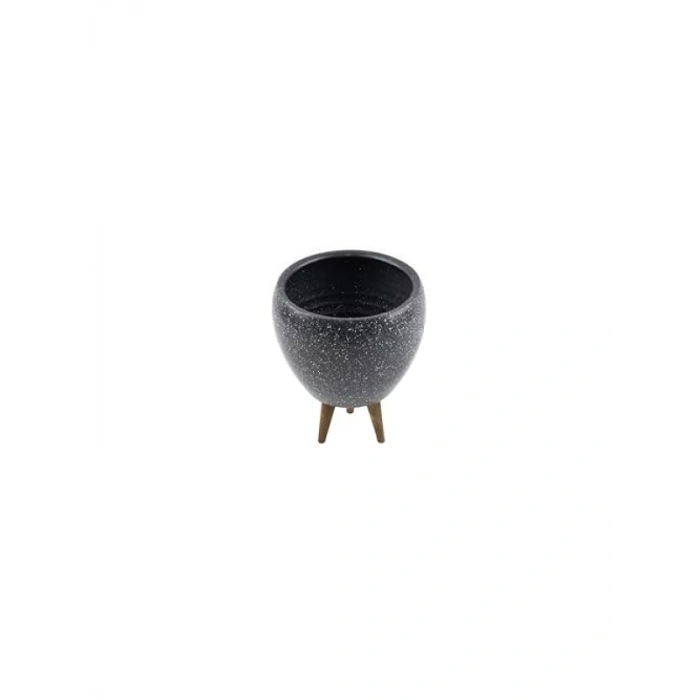 Gri Granit Desenli 15 Cm Üç Ayaklı Toprak Saksı