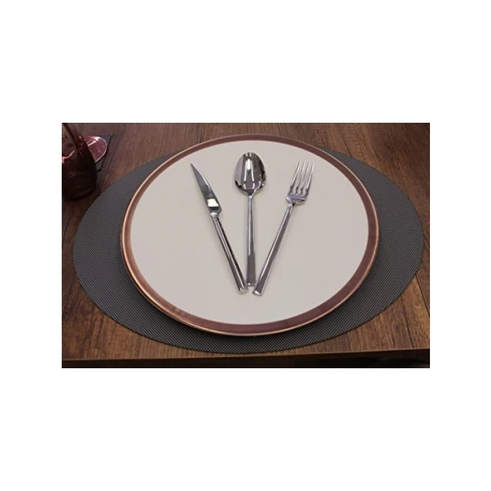Gri Oval Nopeli Amerikan Servis Seti, 2 Adet 35x45 cm