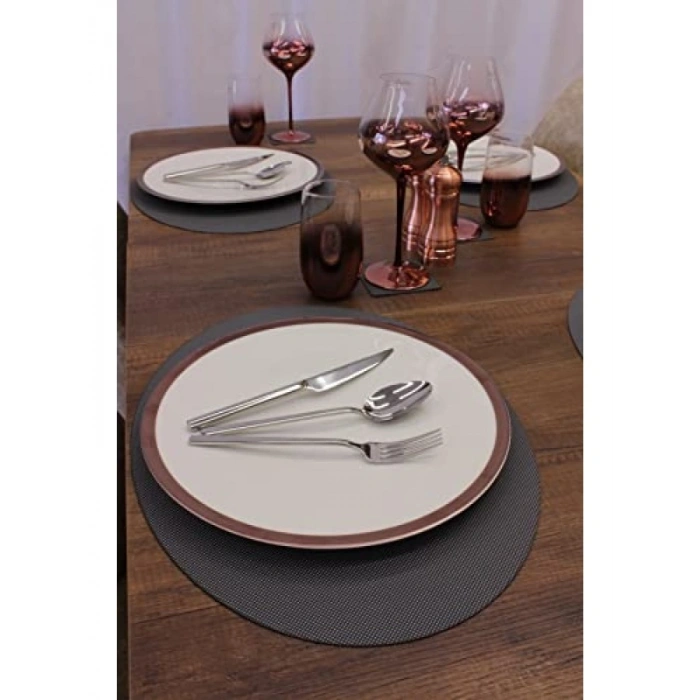 Gri Oval Nopeli Amerikan Servis Seti, 2 Adet 35x45 cm
