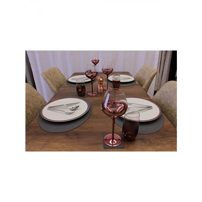 Gri Oval Nopeli Amerikan Servis Seti, 2 Adet 35x45 cm
