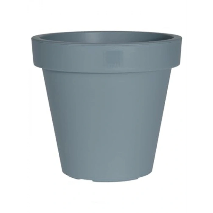Gri Renkli 40 cm Çapında Yuvarlak Plastik Saksı