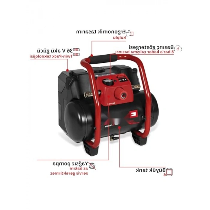 Güçlü Akülü Kompresör - 150 L/dk Hava Çıkışı