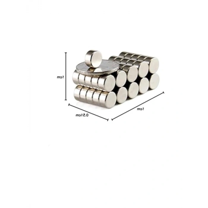 Güçlü Neodyum Mıknatıs - 10 mm Çap, 5 mm Kalınlık (2 Adet)
