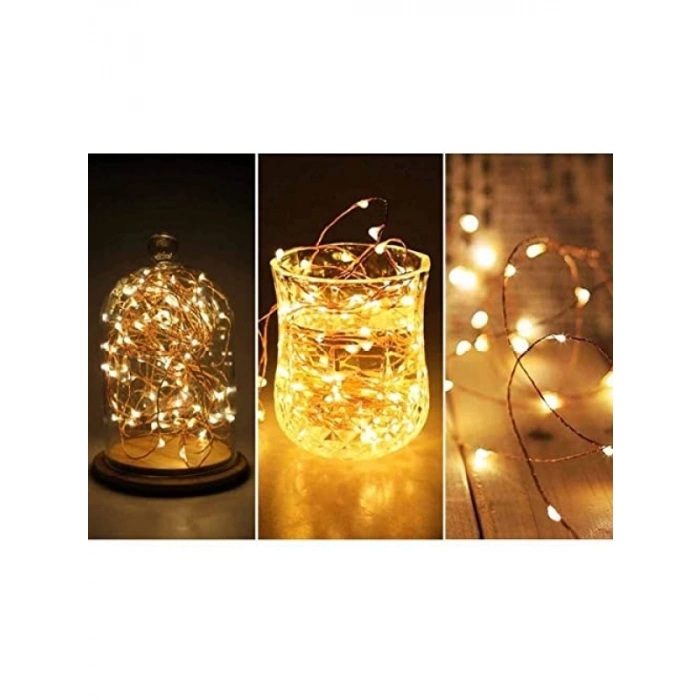 Gün Işığı Sarı Peri Led Metre - Pilli Dekoratif Aydınlatma