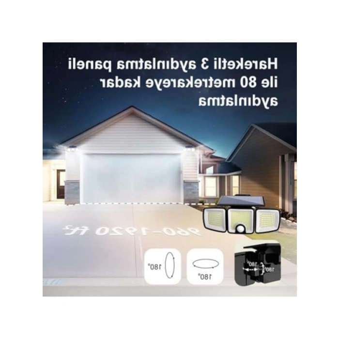 Güneş Enerjili 223 COB LED, Hareket Sensörlü Aydınlatma
