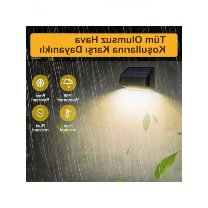 Güneş Enerjili 8 Renk Geçişli Duvar Aydınlatma Seti (4 Adet)