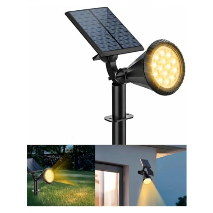 Güneş Enerjili Bahçe Aydınlatma Lambası, 18W Su Geçirmez