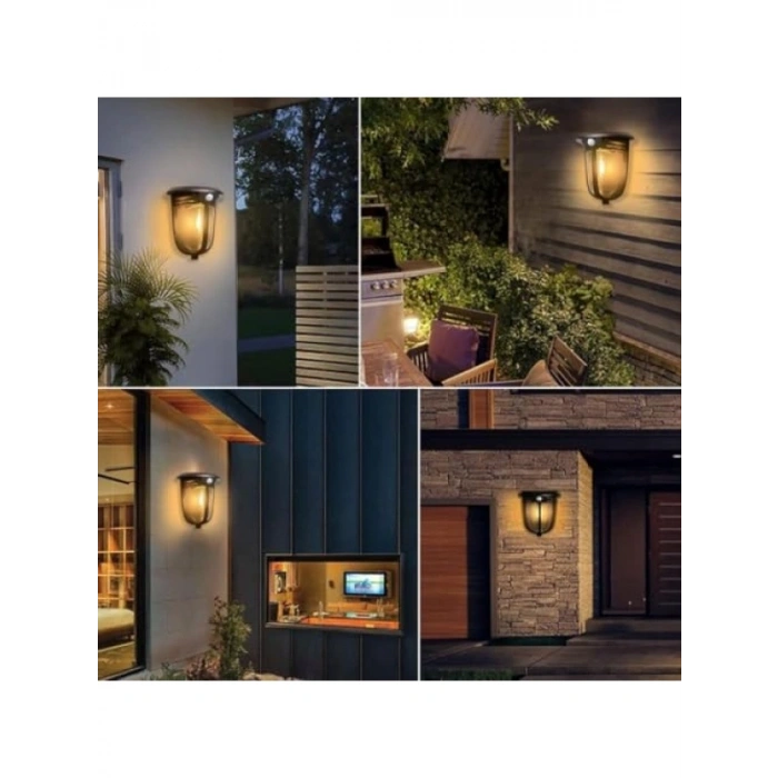 Güneş Enerjili Hareket Sensörlü Duvar Aplik - Cob Led Işık