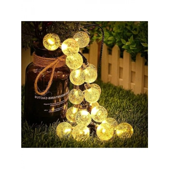 Güneş Enerjili LED Ampul Şeklinde Bahçe Aydınlatma - 8 Metre, 47 LED ve 8 Mod
