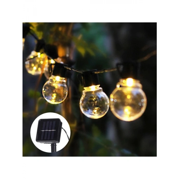 Güneş Enerjili LED Ampul Şeklinde Bahçe Aydınlatma - 8 Metre, 47 LED ve 8 Mod
