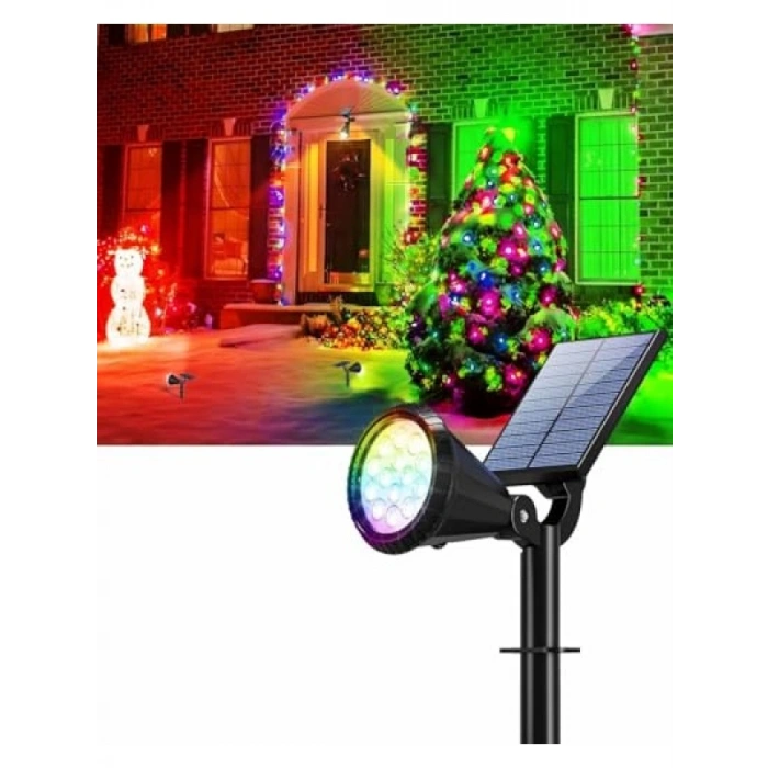 Güneş Enerjili RGB Spot Bahçe Aydınlatması - 18 LED