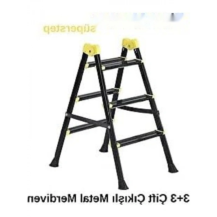 Hafif Metal Merdiven, Çift Çıkışlı, 150 kg Taşıma Kapasitesi, 3 Basamak