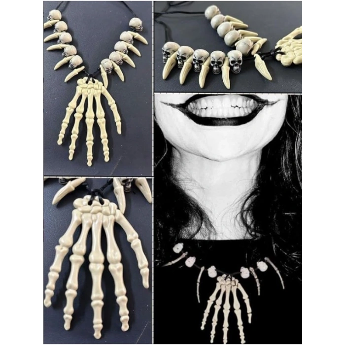 Halloween Temalı Kurukafa Kemik Kolye