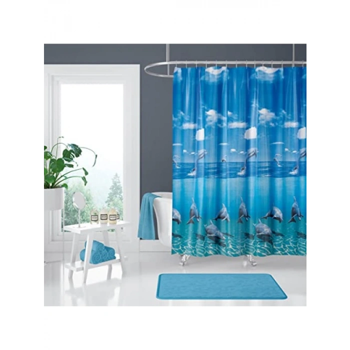 Hasır Desenli Tek Kanat Banyo Duş Perdesi – 1x120x200 cm