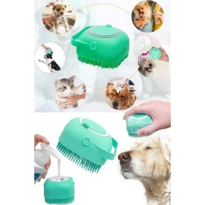 Hazneli Kedi ve Köpek Yıkama Fırçası (Silikon)