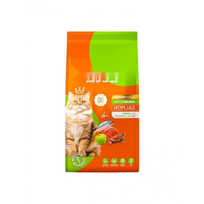 Hipoalerjenik ve Düşük Tahıllı Kedi Maması, Somonlu, 9 Kg
