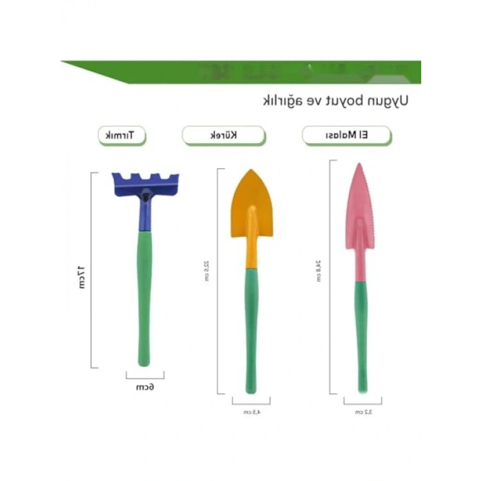 Hobi 3lü Set Çapa Tırmık Metal Bahçe Araçları