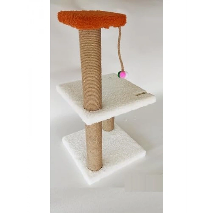 İki Katlı Beyaz Yavru Kedi Tırmalama Tahtası
