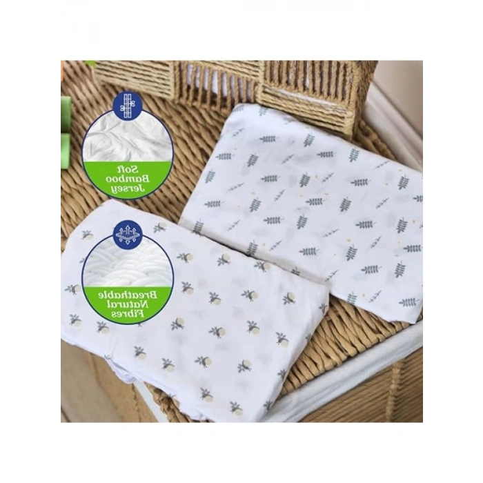 İki Parça Bambu Çarşaf Seti - Baby Hug Greenery