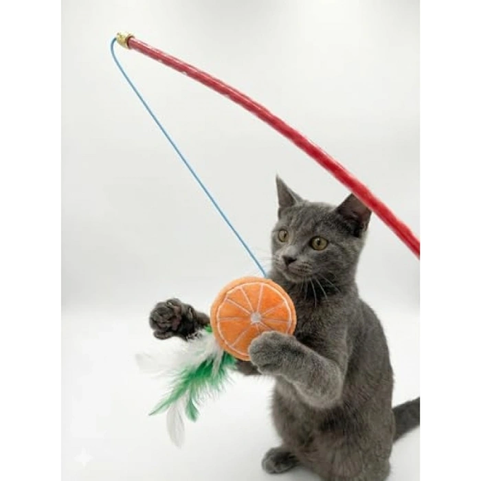İnteraktif Kedi Oltası - Tüylü ve Zilli Kedi Oyuncağı