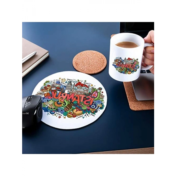 İstanbul Temalı Kupa Fincan ve Mouse Pad Seti 20x20 cm