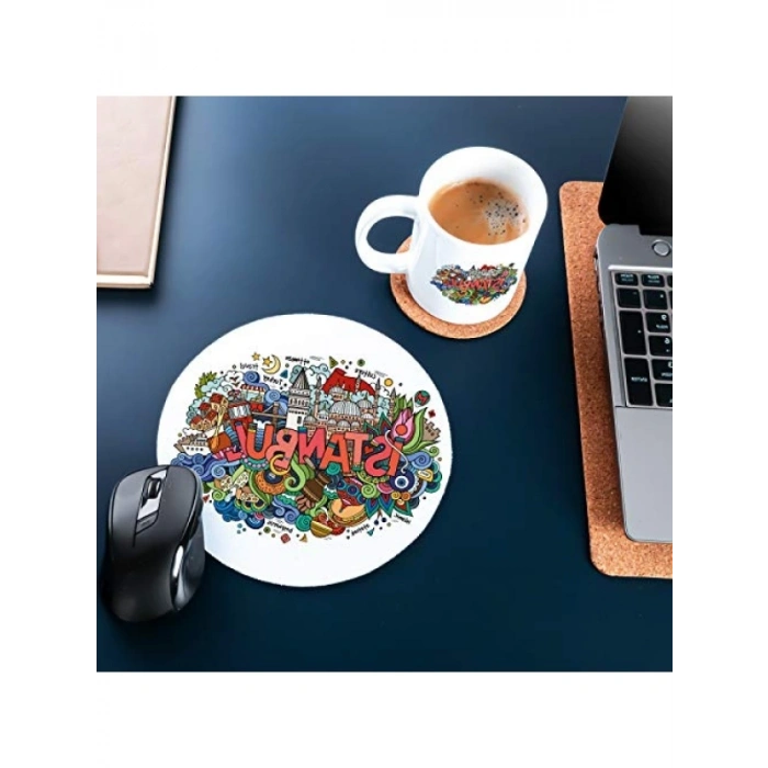 İstanbul Temalı Kupa Fincan ve Mouse Pad Seti 20x20 cm