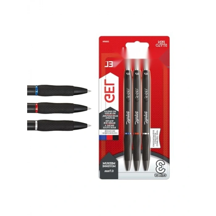 Jel Mürekkepli Kalem Seti, 0.7 mm - Siyah, Mavi, Kırmızı - 3lü