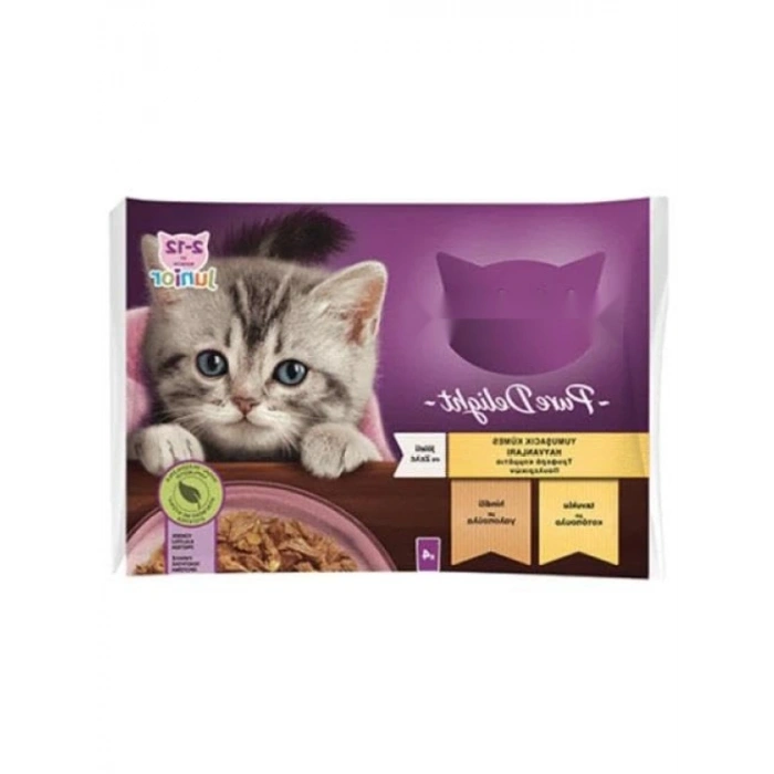 Jöle İçinde Tavuklu ve Hindili Yavru Kedi Konservesi, 4x85 Gr