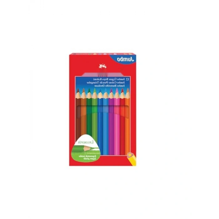 Jumbo Kuru Boya Kalemi Seti - 12 Renk, Ergonomik Tasarım