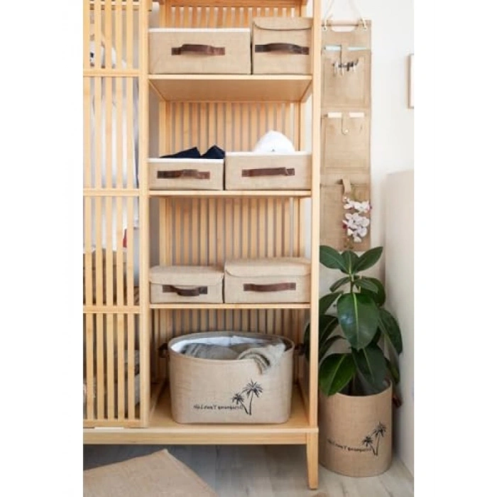 Jüt Kapaklı Dolap İçi Organizer - 35x26x15 cm