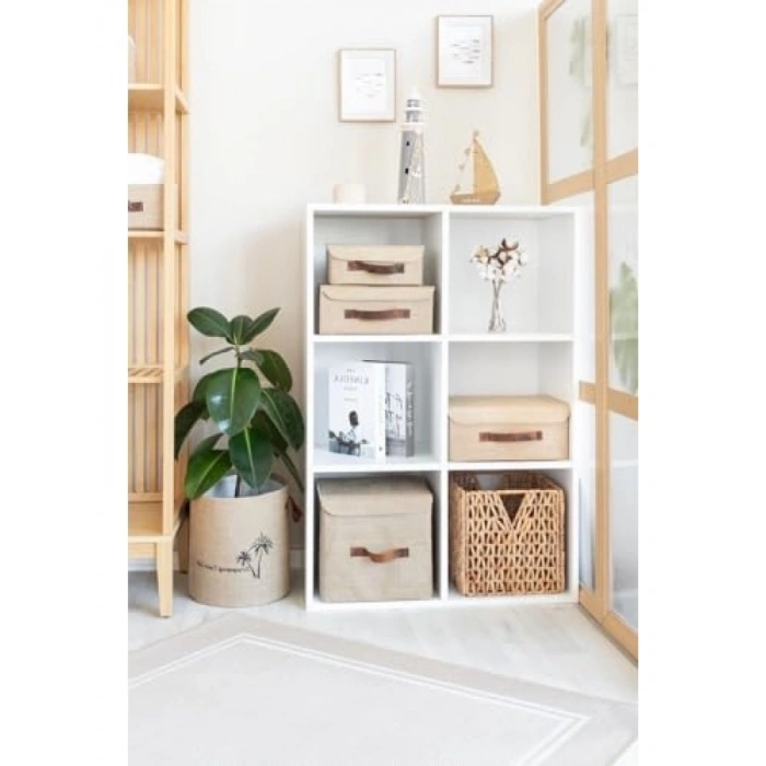 Jüt Kapaklı Dolap İçi Organizer - 35x26x15 cm