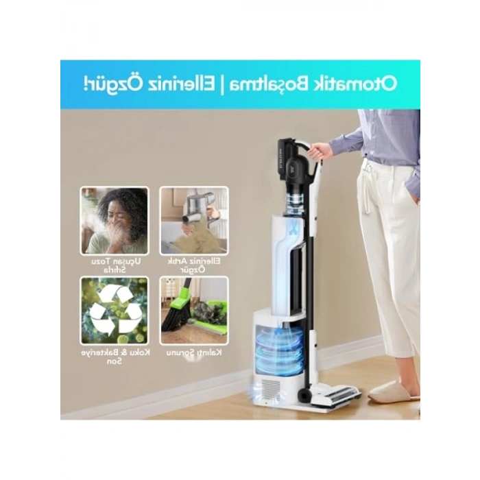 Kablosuz Dikey Elektrikli Süpürge - 23 kPa Güçlü Emiş