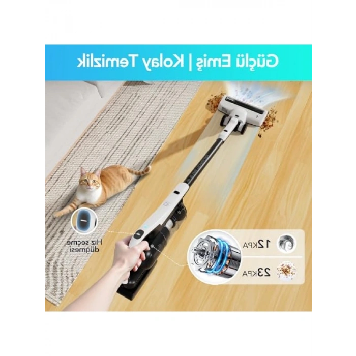 Kablosuz Dikey Elektrikli Süpürge - 23 kPa Güçlü Emiş