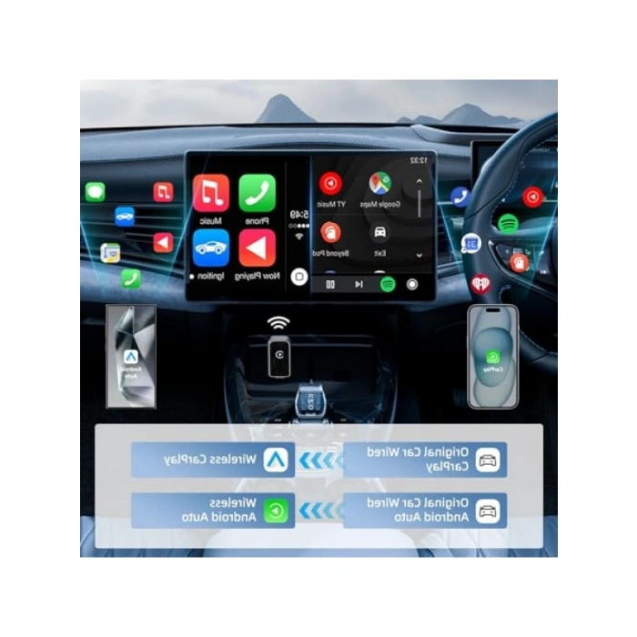 Kablosuz Multimedya Adaptörü - Android Auto ve CarPlay Desteği