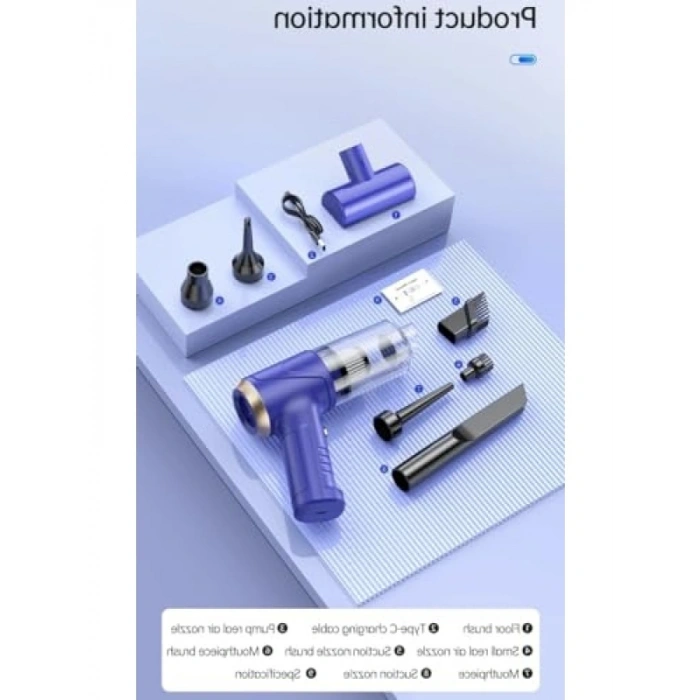 Kablosuz Taşınabilir Süpürge - 18000 PA Güç, 4000mAh