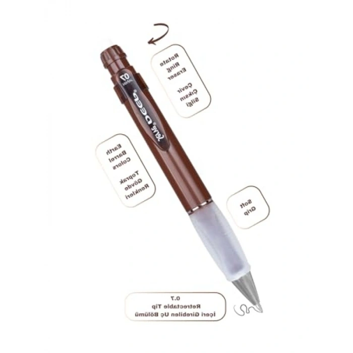 Kahverengi 0,7 mm Kalem ve Silgi Yedekli Set
