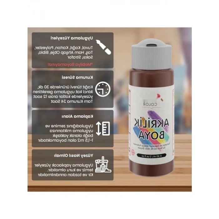 Kahverengi Akrilik Boya, 60 ml