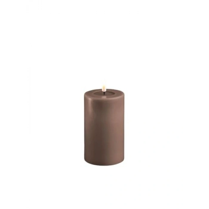 Kahverengi Alevsiz LED Mum - 7,5x12,5 cm