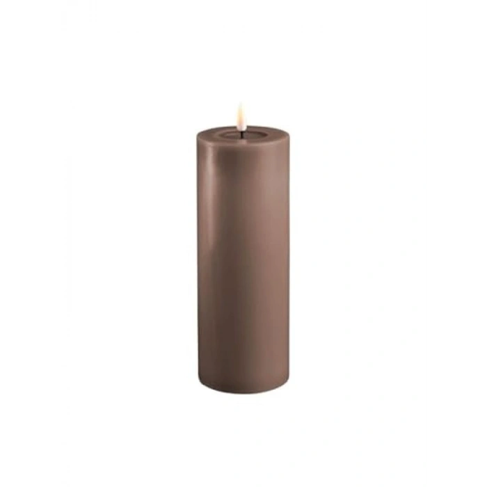Kahverengi Alevsiz LED Mum - 7,5x20 cm