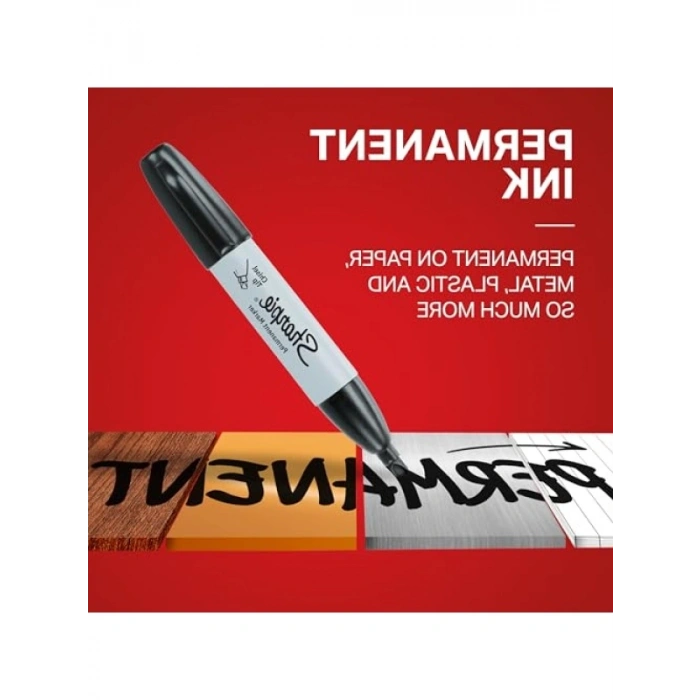 Kalıcı Marker - Kesik Uçlu, Siyah, 2li Paket