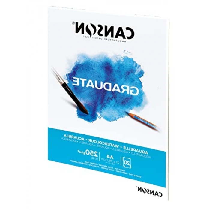 Kalın Suluboya Kağıdı Bloğu, DIN A4, 250 g/m², 20 Yaprak