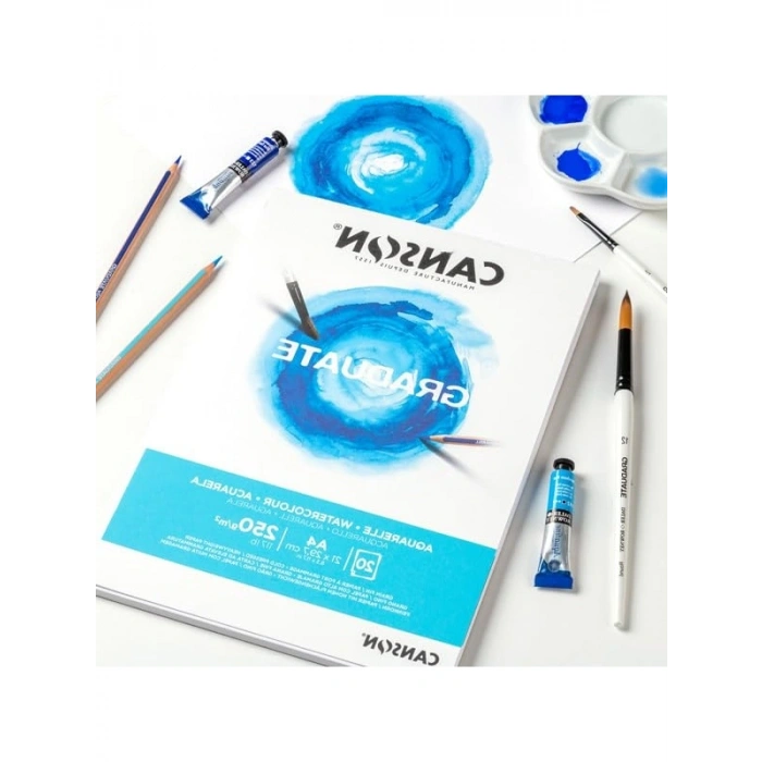 Kalın Suluboya Kağıdı Bloğu, DIN A4, 250 g/m², 20 Yaprak