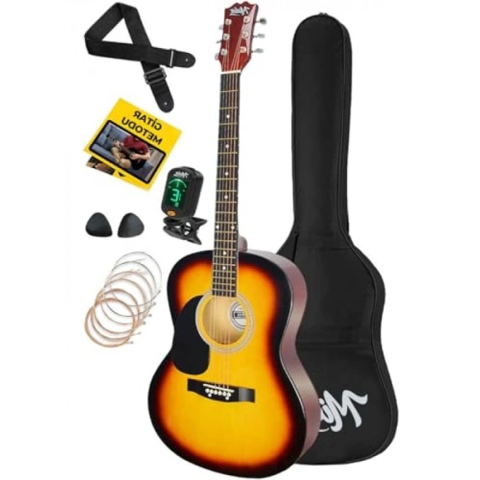 Kaliteli Akustik Gitar Seti - 40 İnç