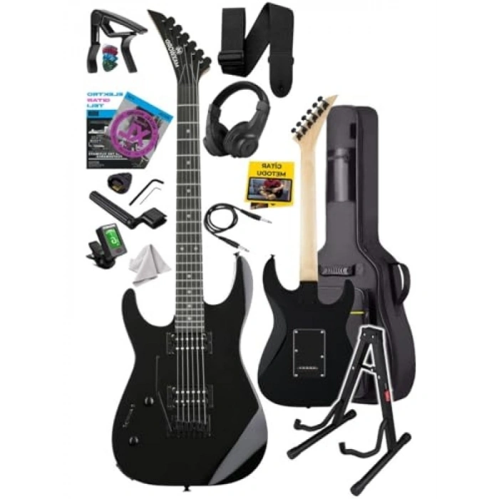 Kaliteli Elektro Gitar Seti - Siyah Gül Klavye, Yüksek Ses