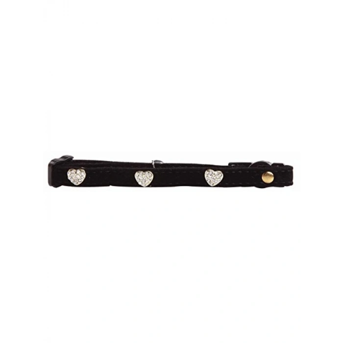 Kalp Taşlı Parlak Kedi Boyun Tasması, 30 cm