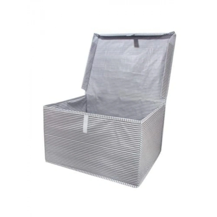 Kapaklı Çok Amaçlı Çamaşır Saklama Kutusu - 4 Adet, 50x40x30 cm, Gri